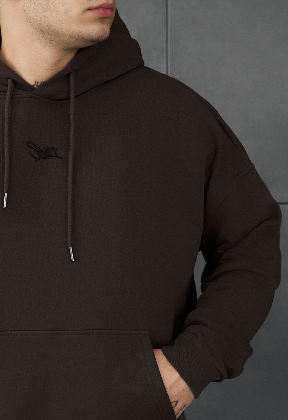 Bluza Staff dark brown logo oversize