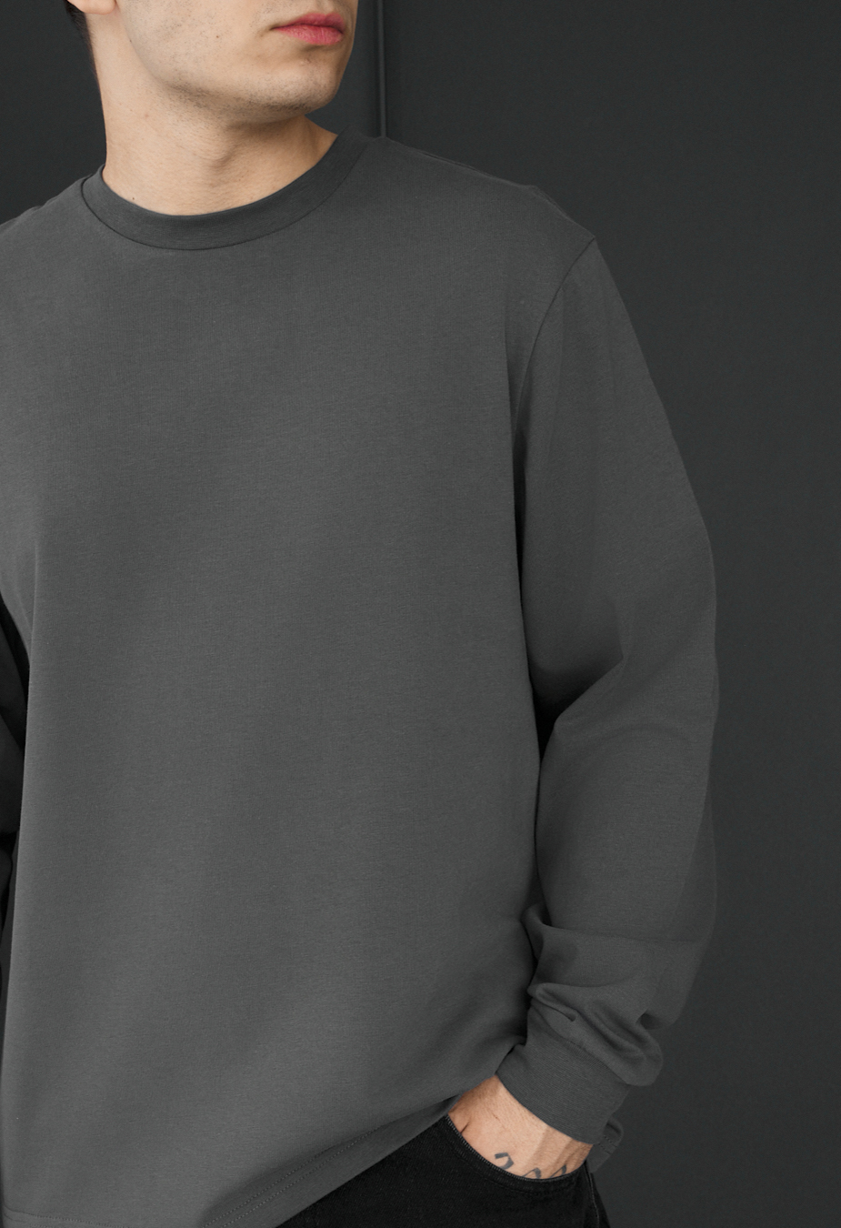 Longsleeve Staff dark gray oversize