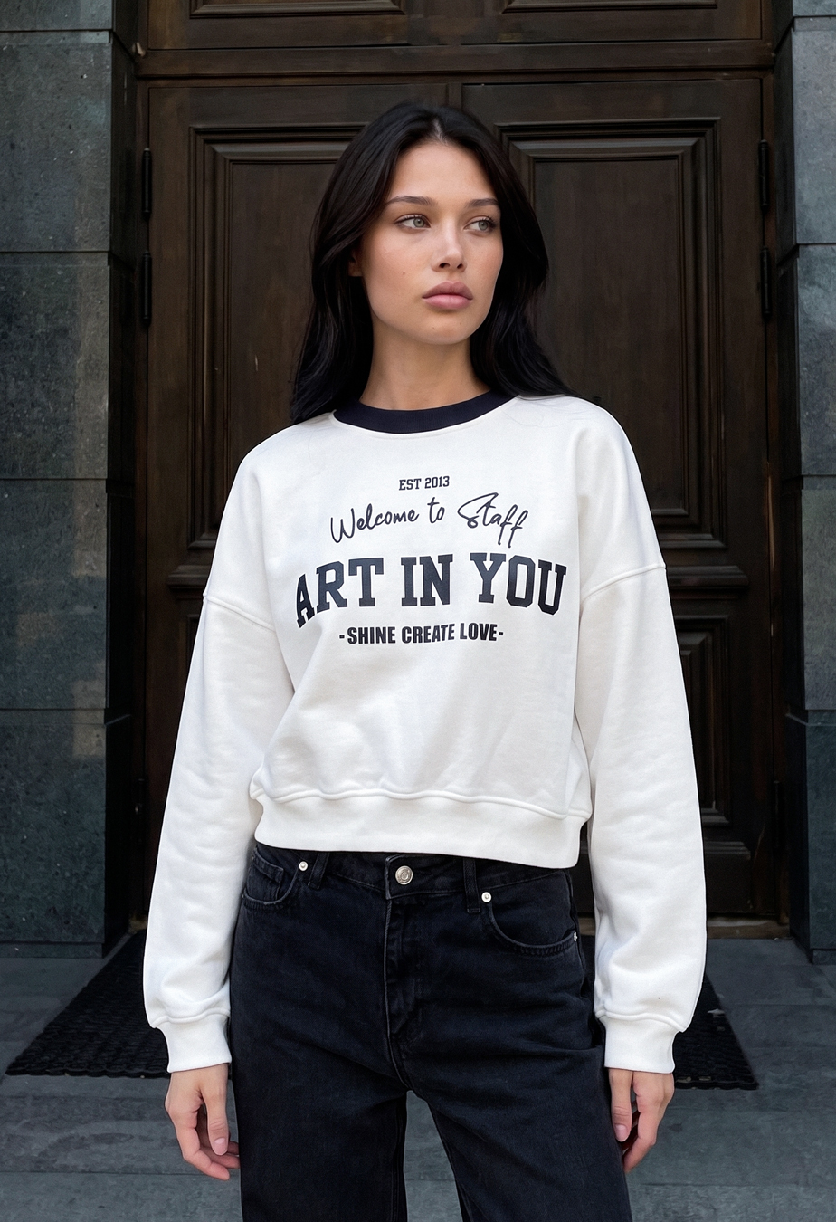 Bluza Staff vio white oversize fleece