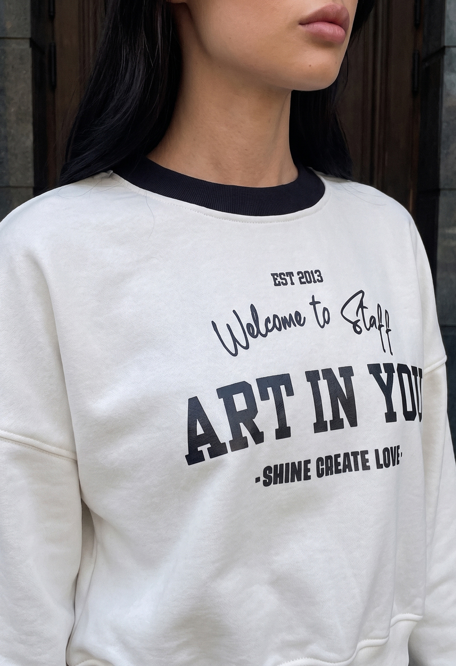 Bluza Staff vio white oversize fleece