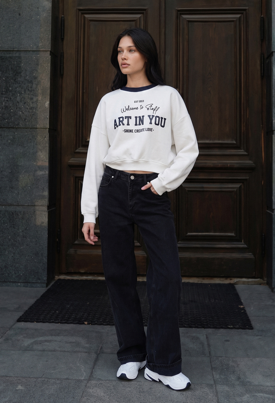 Bluza Staff vio white oversize fleece