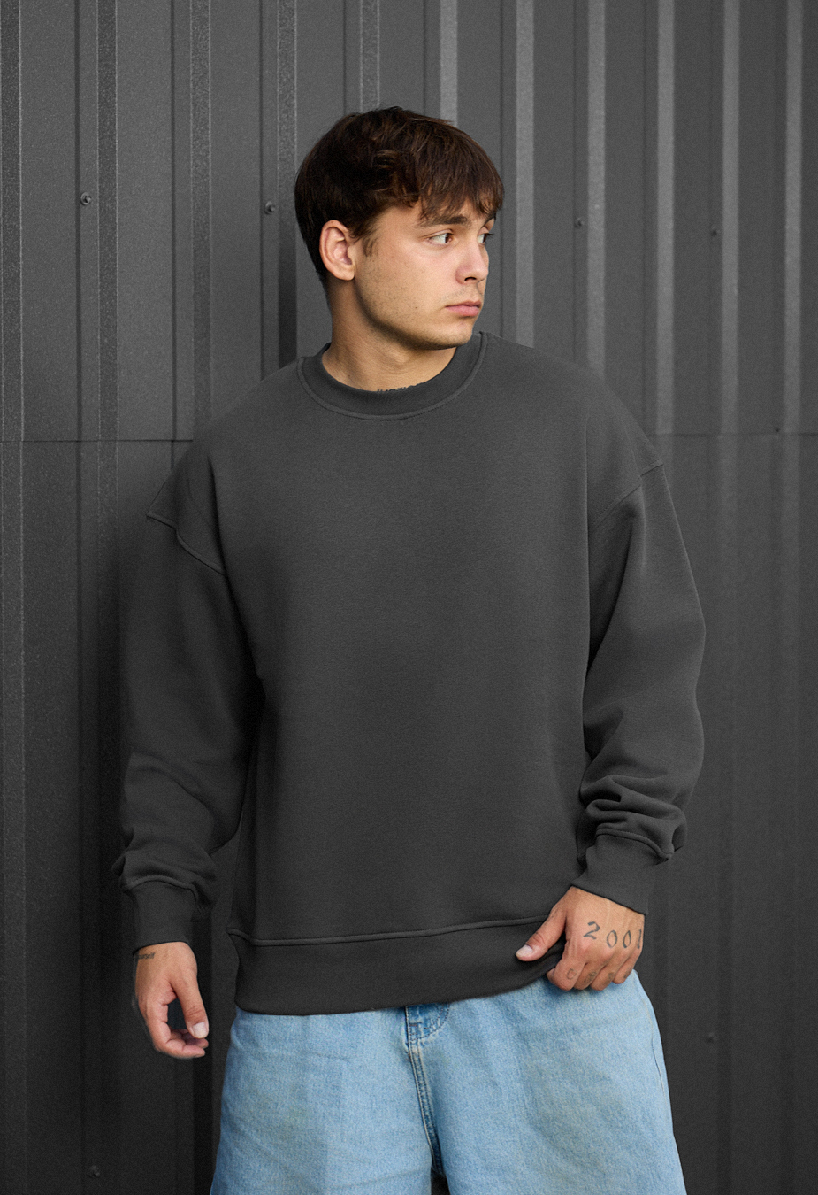 Bluza Staff dark gray oversize fleece