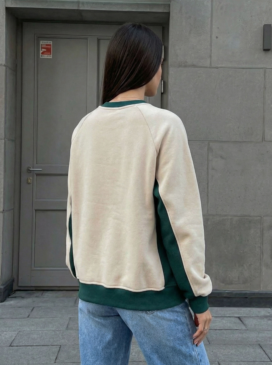 Bluza Staff ost milk & green oversize fleece