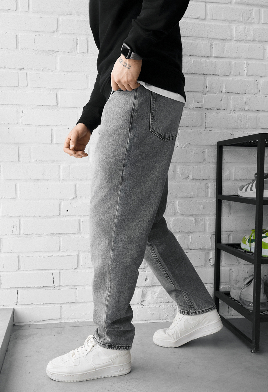 Dżinsy Staff 09 loose fit light gray