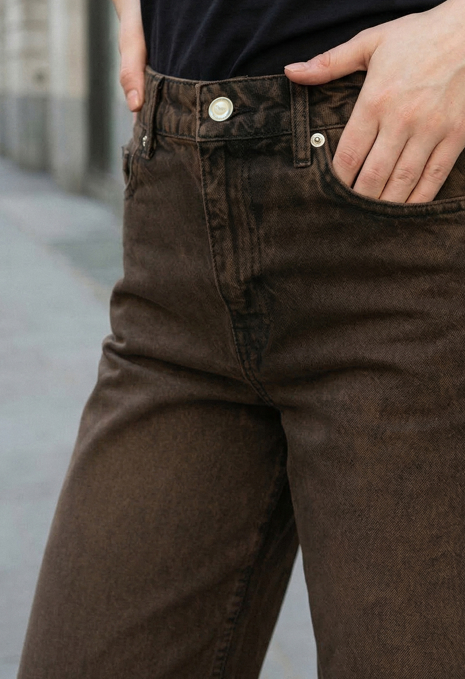 Dżinsy damskie Staff 2511 brown wide leg