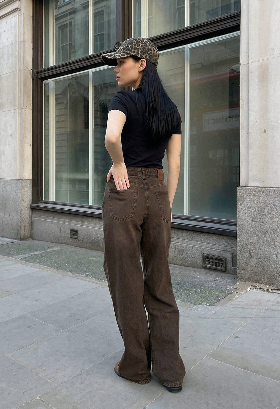 Dżinsy damskie Staff 2511 brown wide leg