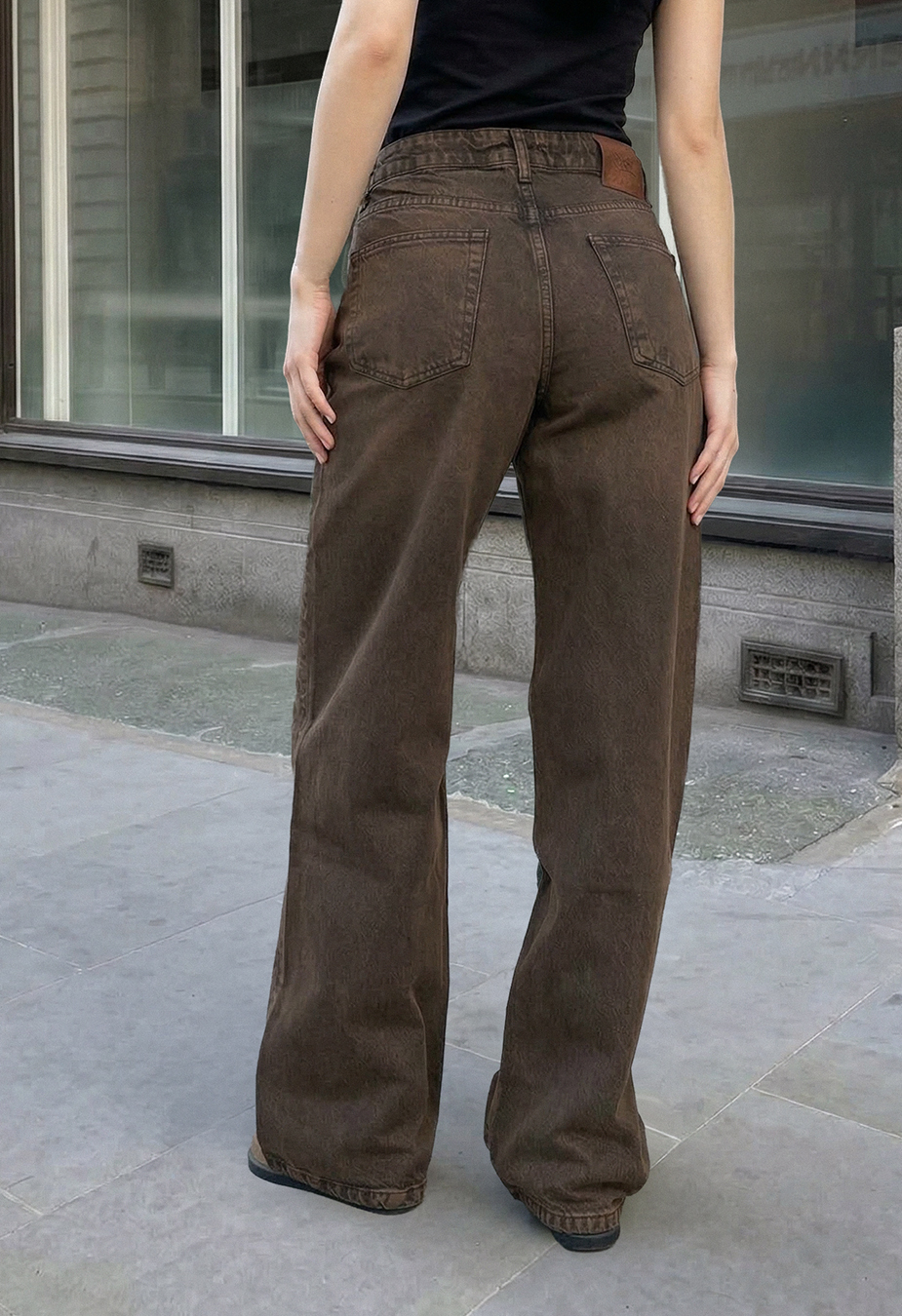 Dżinsy damskie Staff 2511 brown wide leg