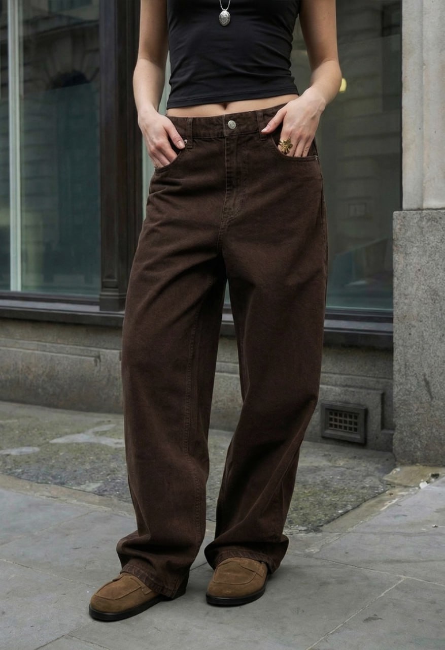 Dżinsy Staff 2 brown wide leg