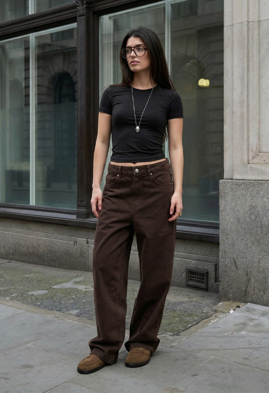 Dżinsy Staff 2 brown wide leg