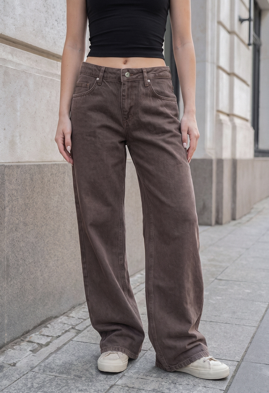 Dżinsy Staff 11 brown wide leg