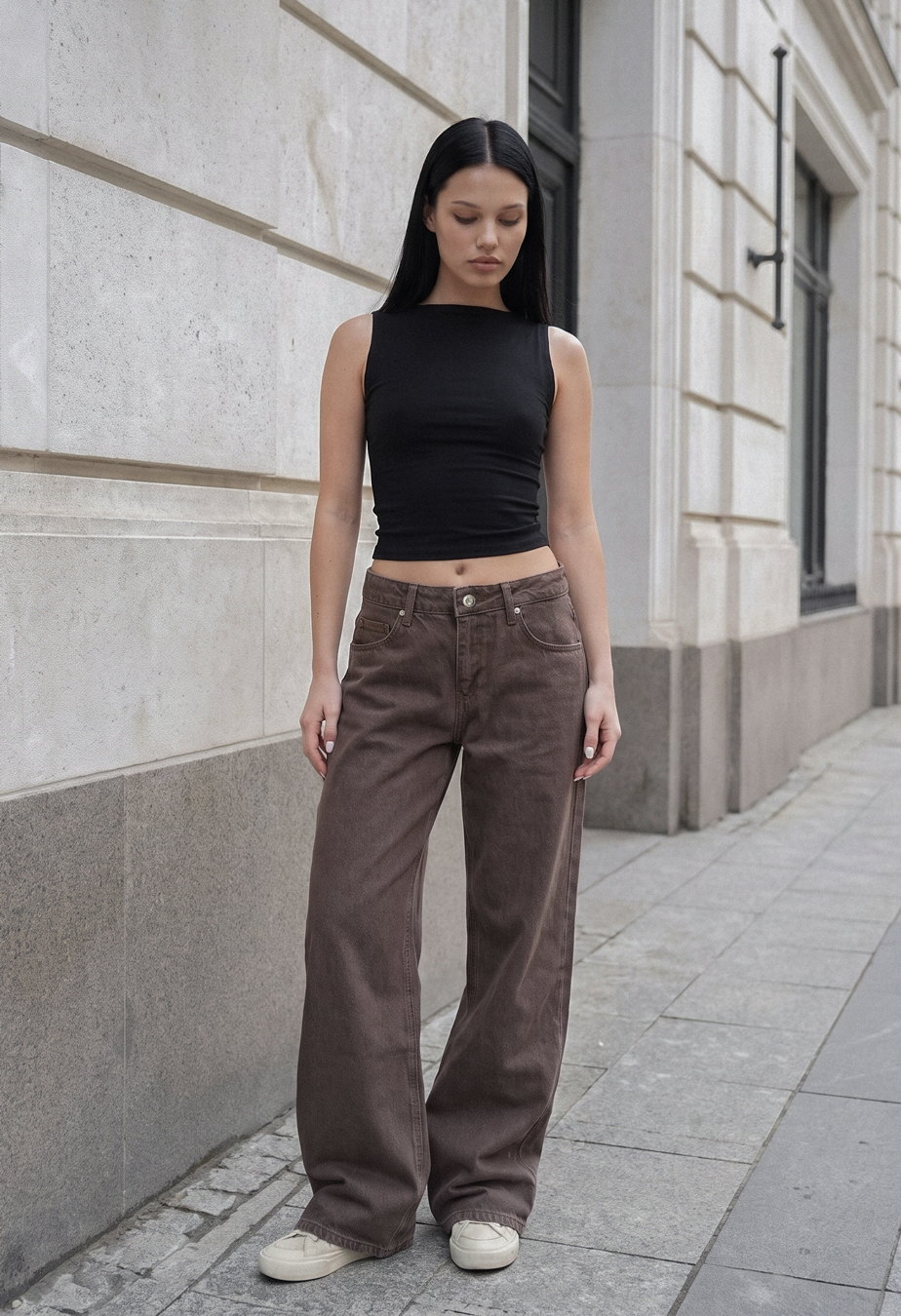 Dżinsy Staff 11 brown wide leg