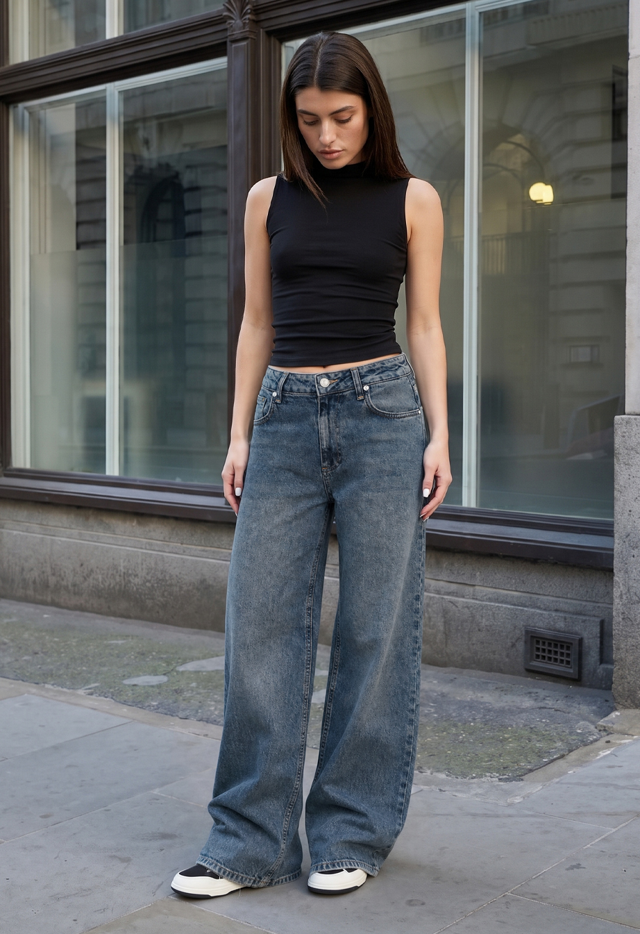 Dżinsy Staff 12 dark blue wide leg
