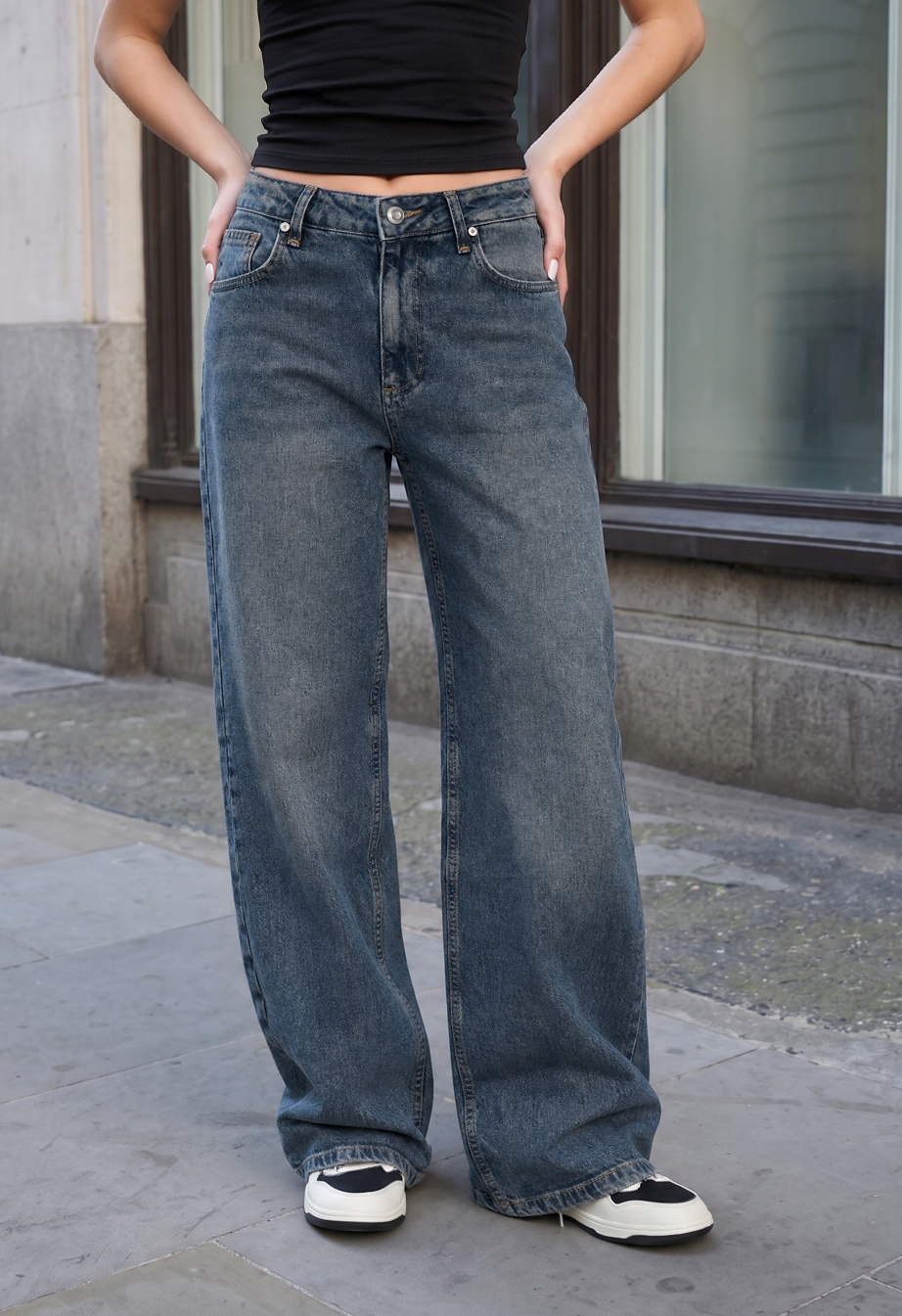 Dżinsy Staff 12 dark blue wide leg