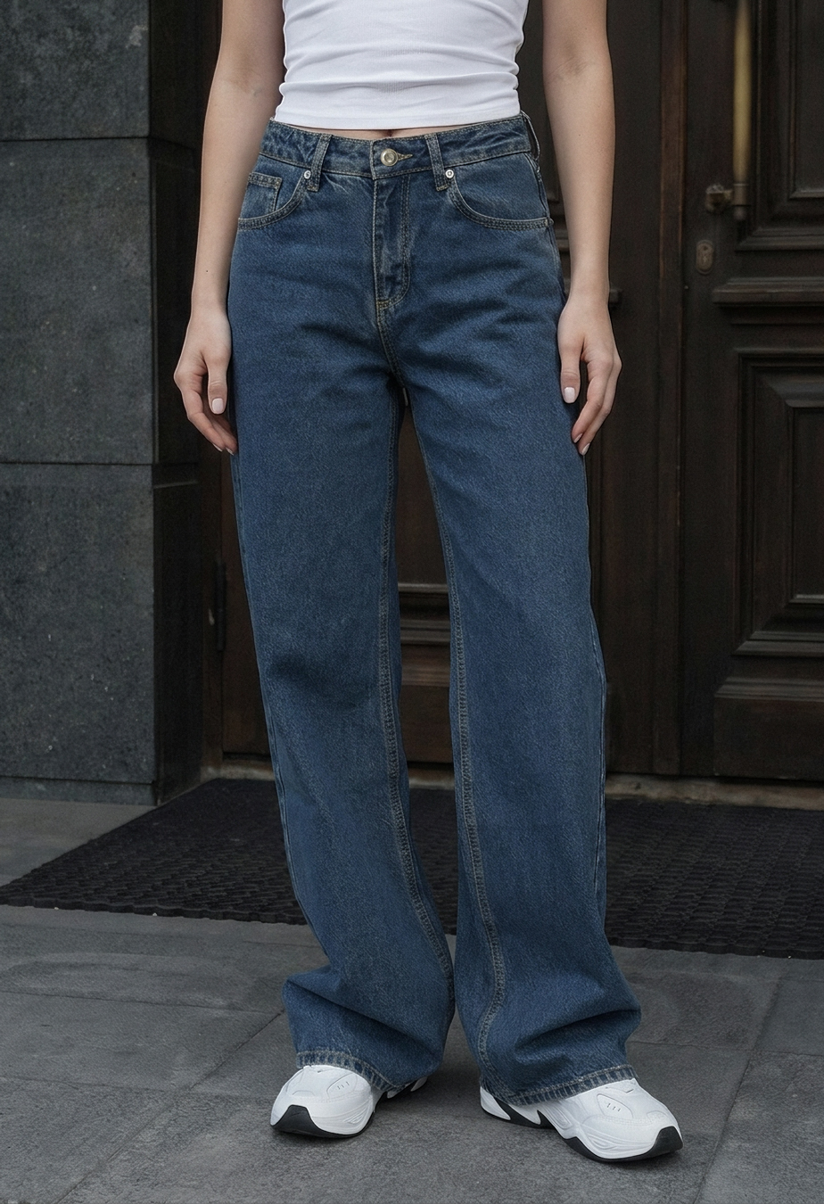 Dżinsy Staff 19 dark blue wide leg