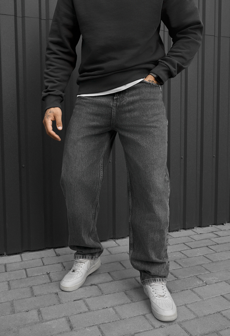 Dżinsy Staff 02 dark gray baggy