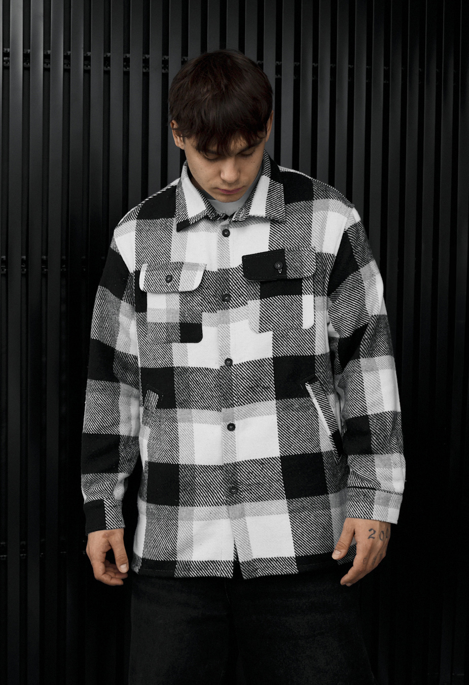 Kurtka-koszula Staff vo squares white & gray