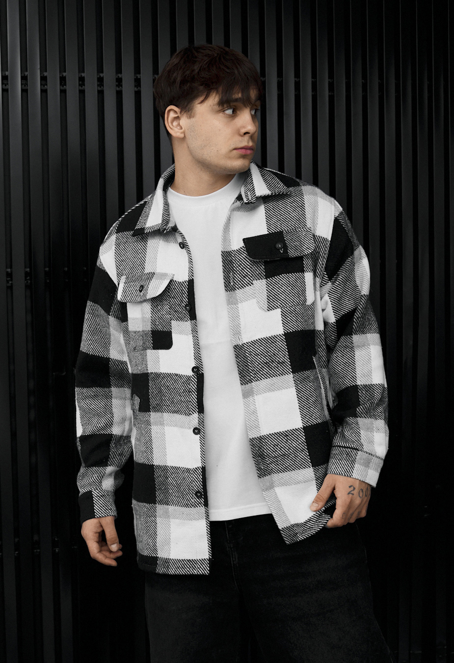 Kurtka-koszula Staff vo squares white & gray