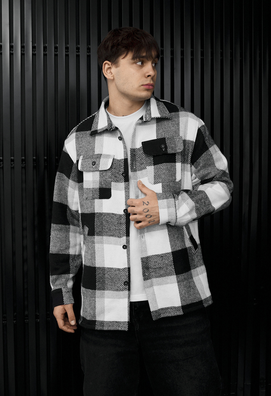 Kurtka-koszula Staff vo squares white & gray