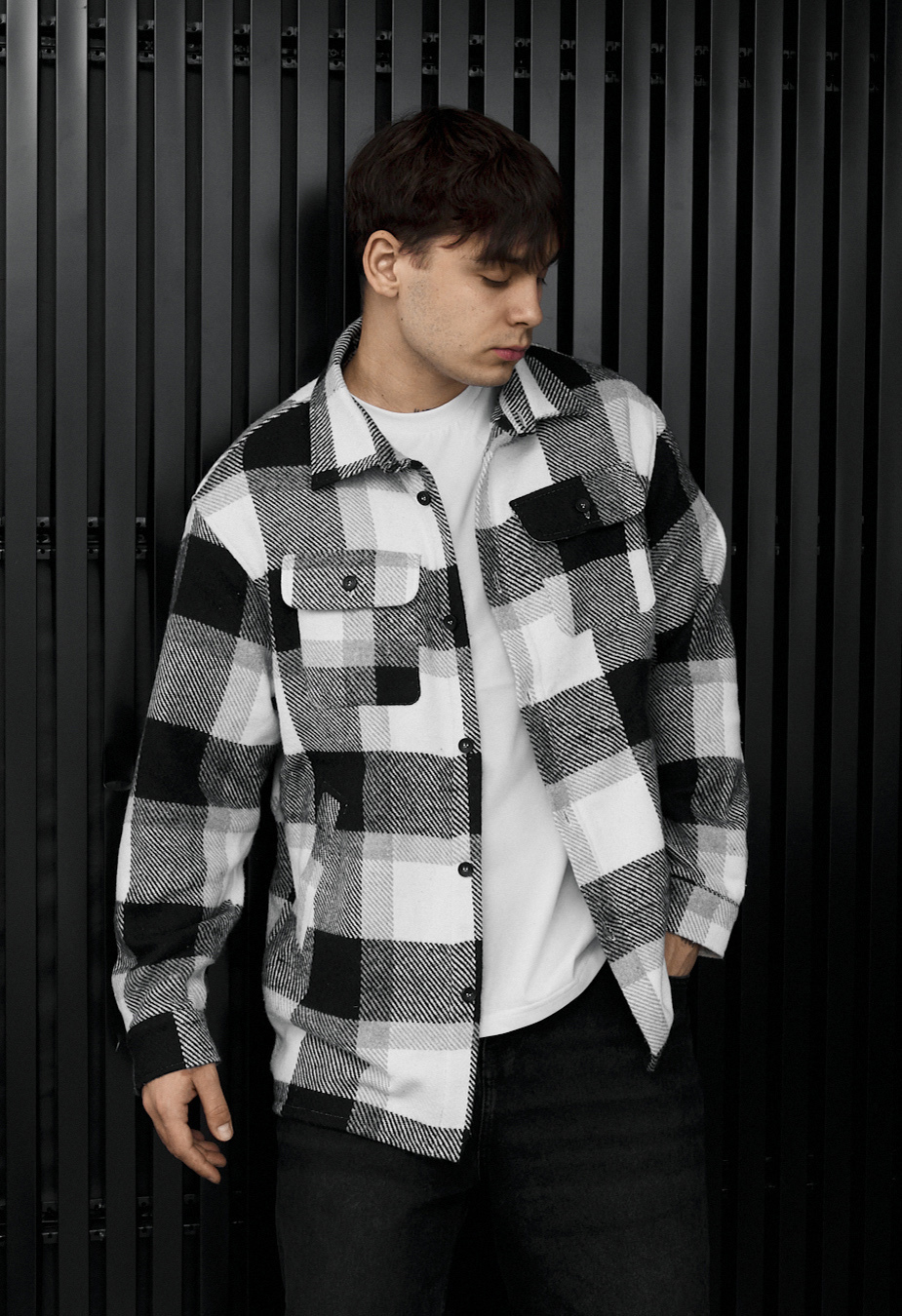 Kurtka-koszula Staff vo squares white & gray