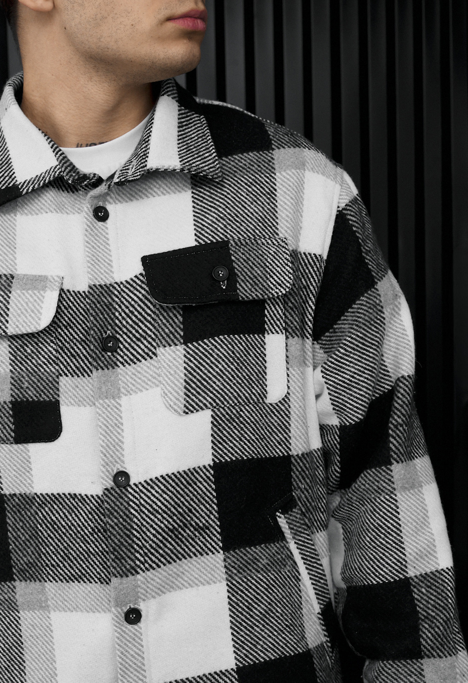 Kurtka-koszula Staff vo squares white & gray