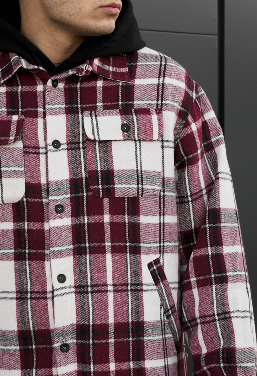 Kurtka-koszula Staff vo squares bordo & white