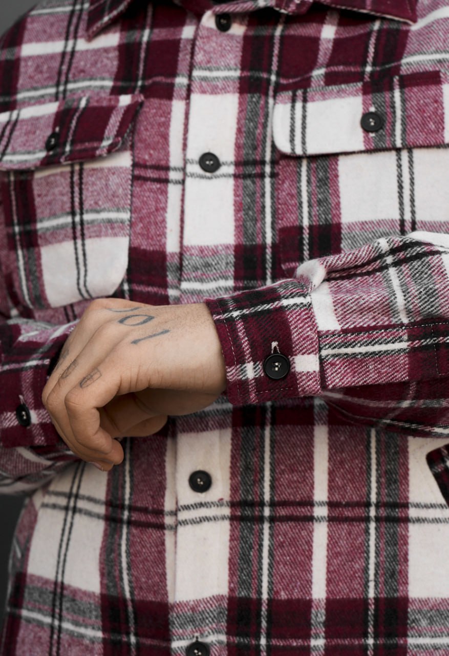 Kurtka-koszula Staff vo squares bordo & white