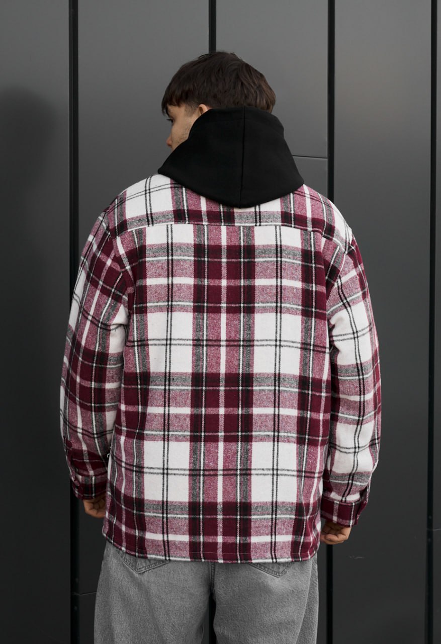 Kurtka-koszula Staff vo squares bordo & white