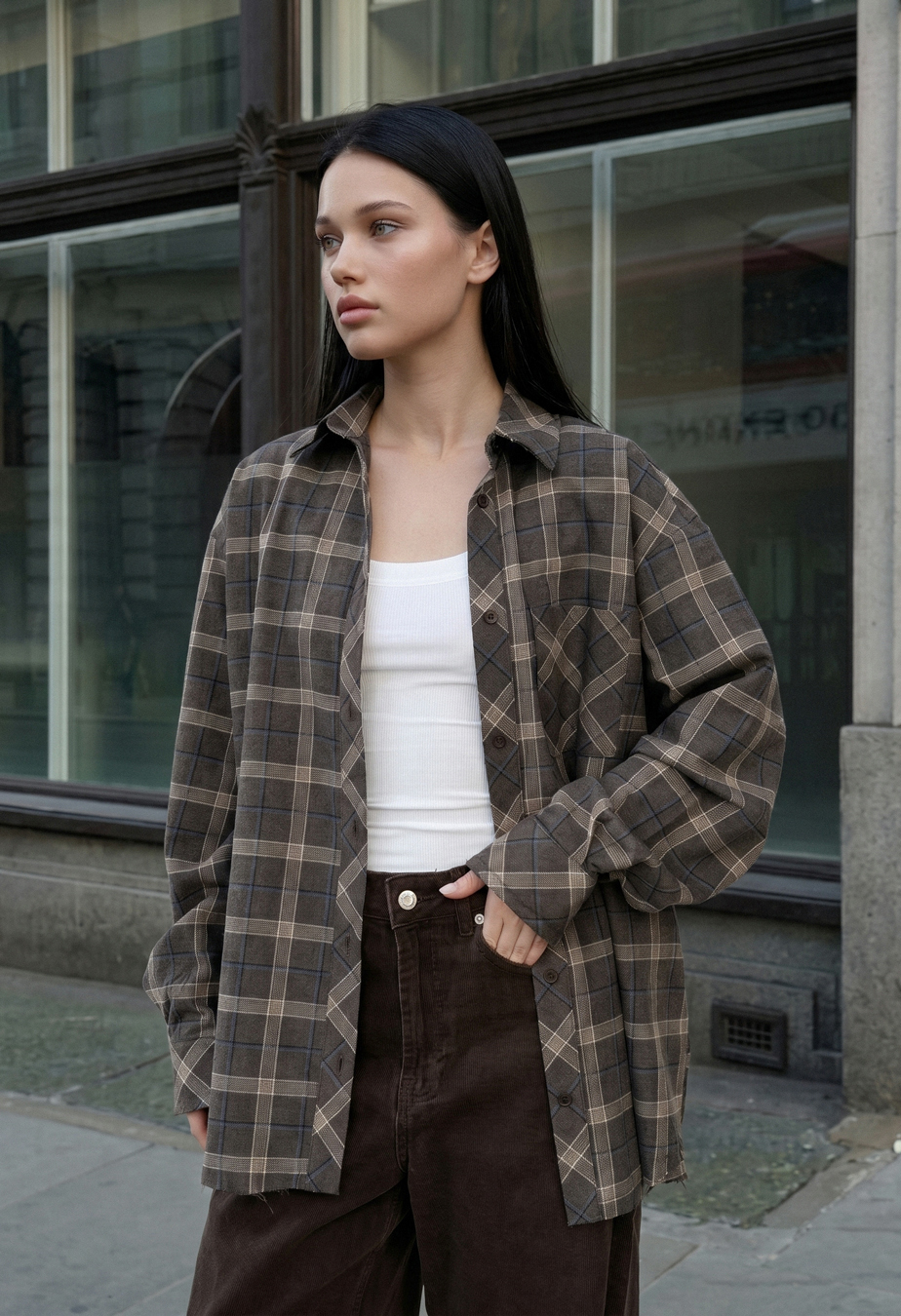 Koszula damska Staff gray & brown oversize