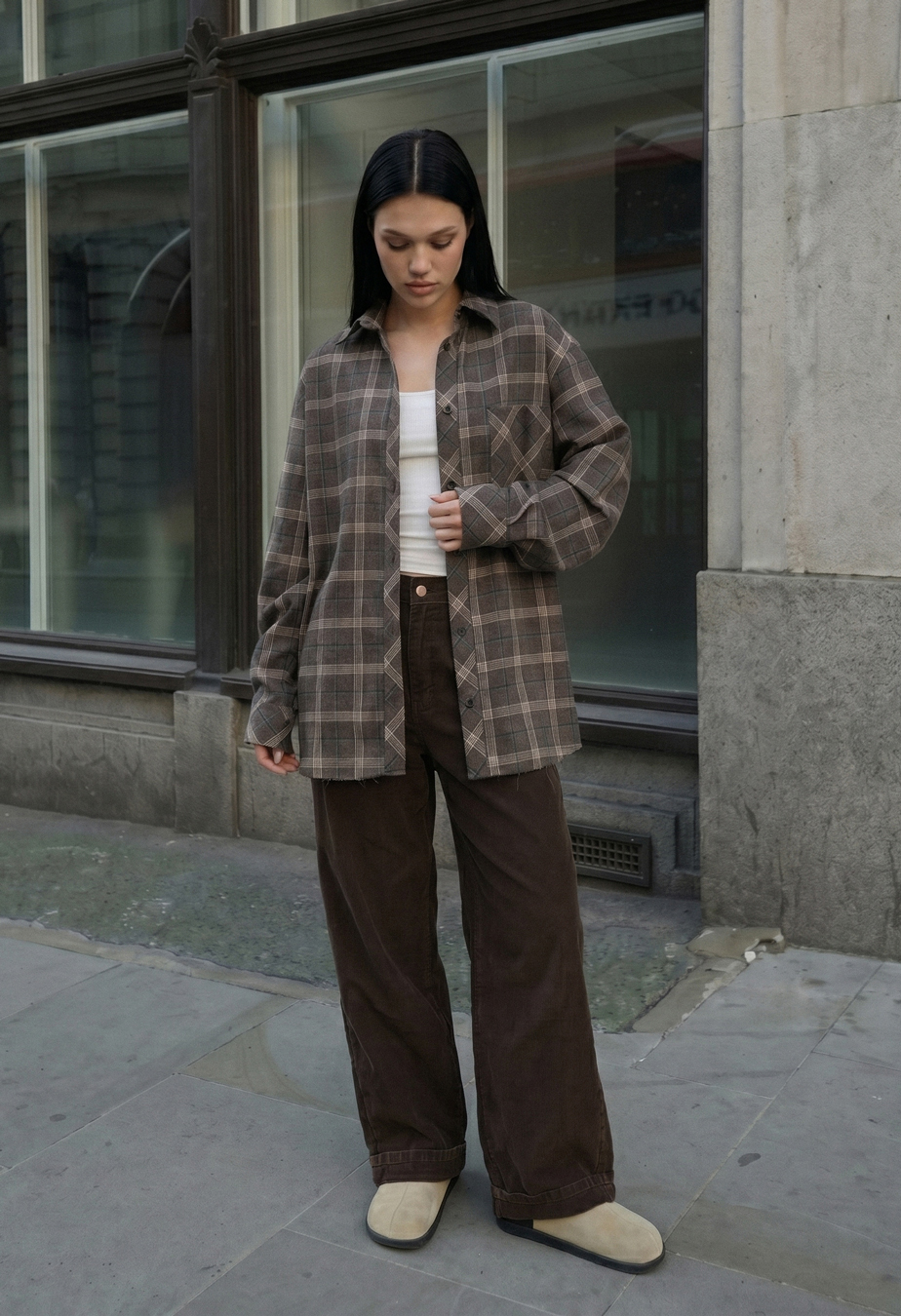Koszula damska Staff gray & brown oversize