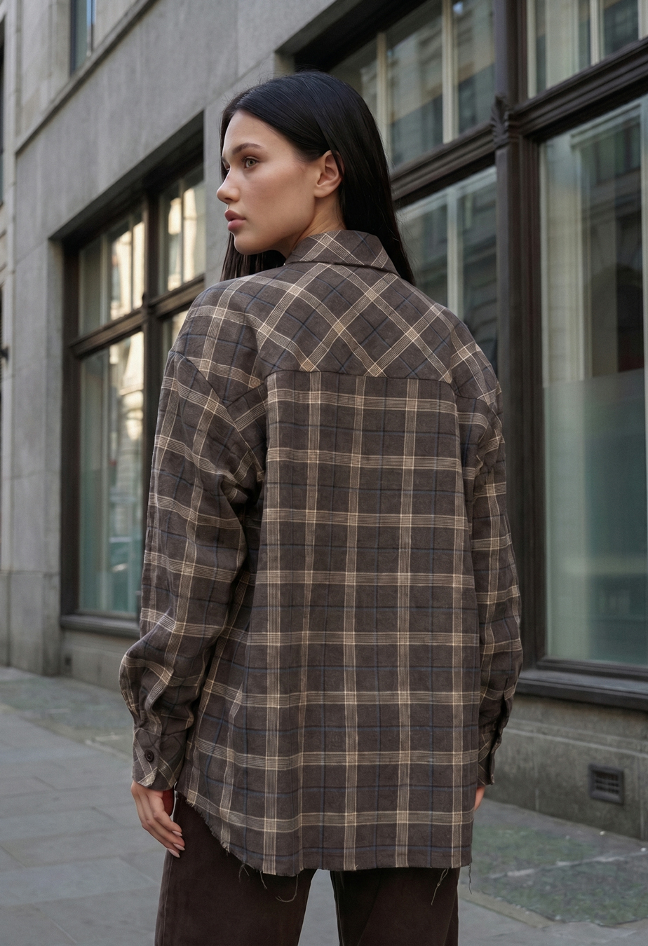 Koszula damska Staff gray & brown oversize