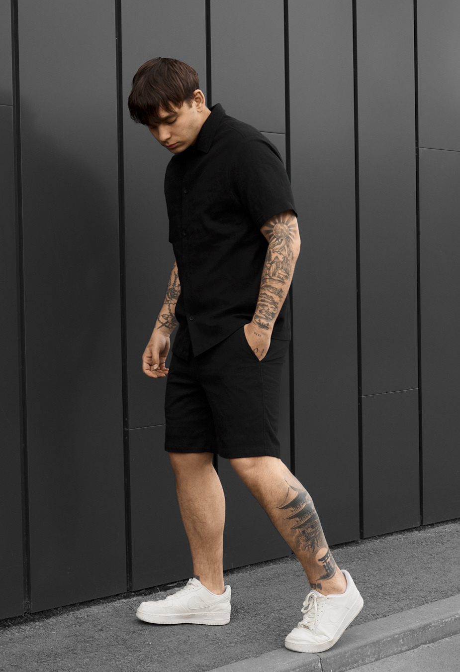 Komplet koszula + spodenki Staff rid black