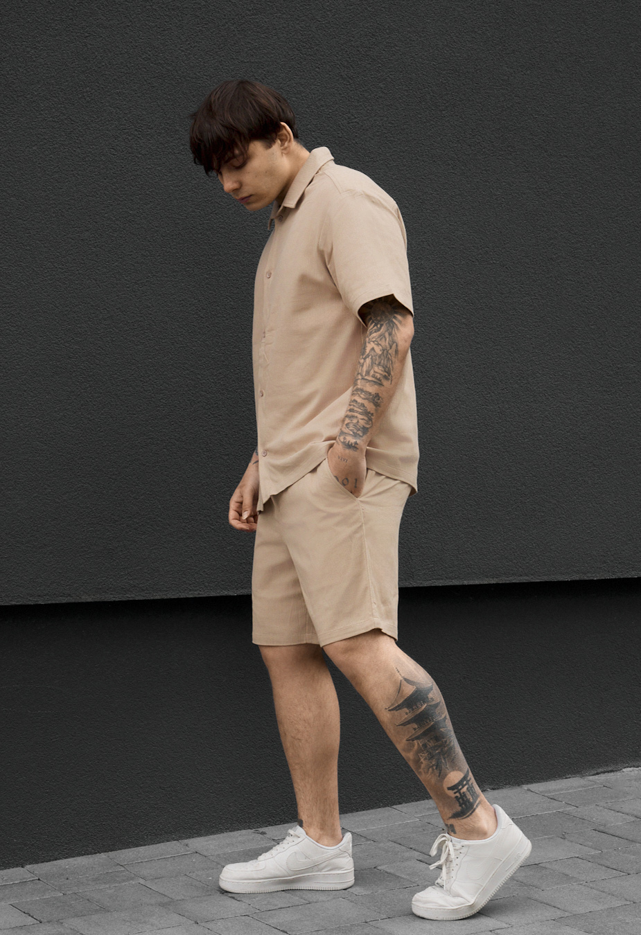 Komplet koszula + spodenki Staff rid beige