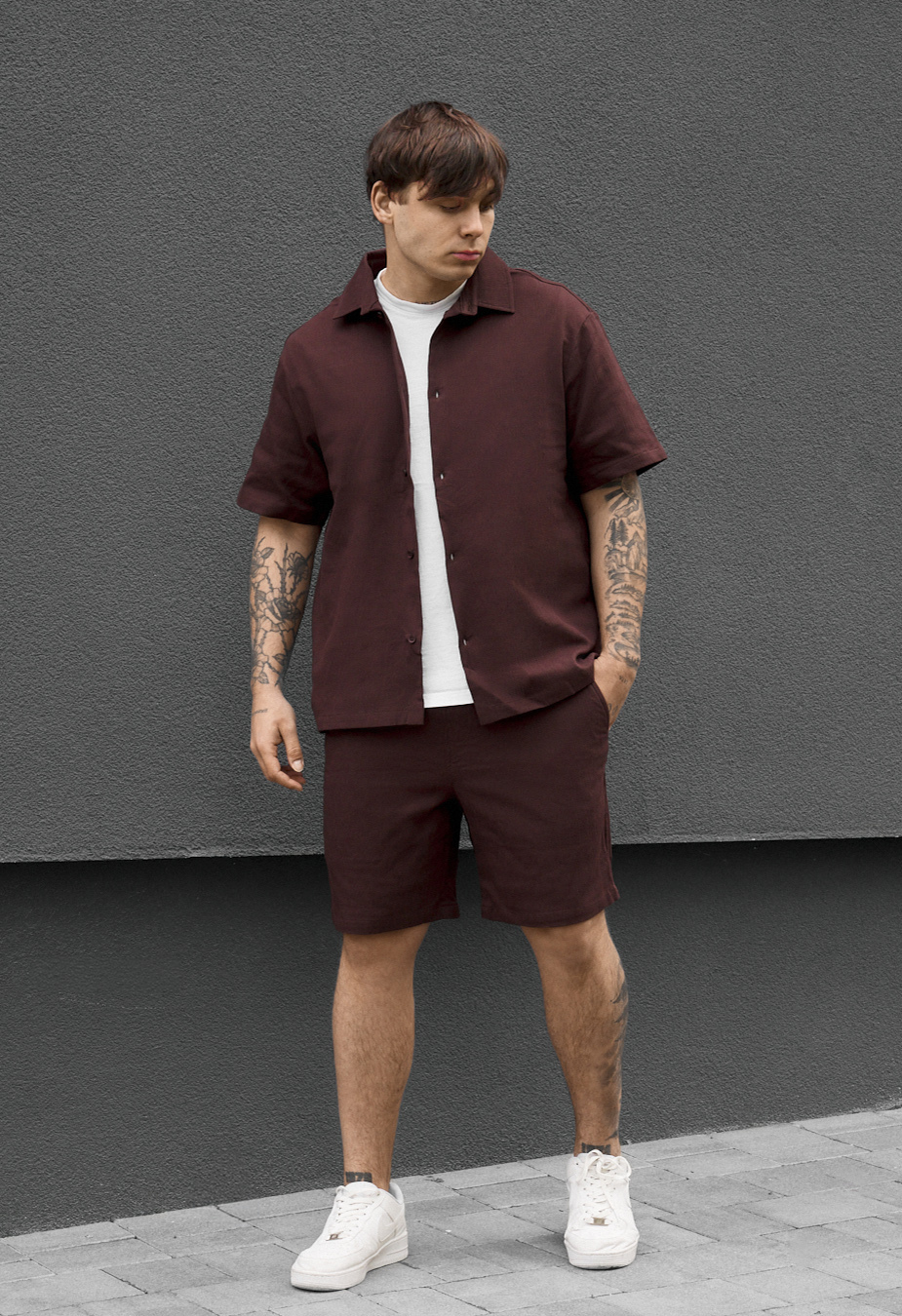Komplet koszula + spodenki Staff rid dark brown