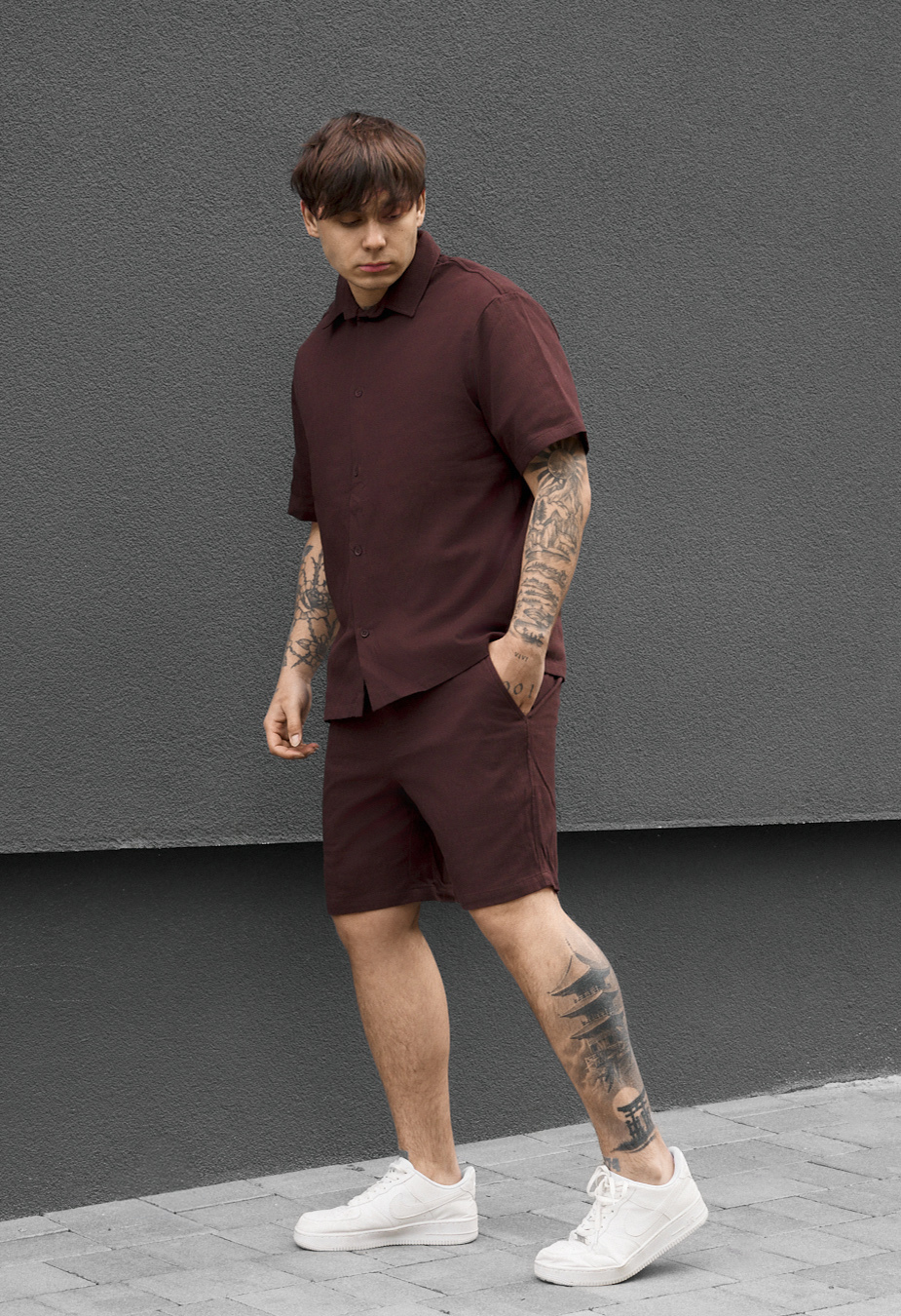 Komplet koszula + spodenki Staff rid dark brown