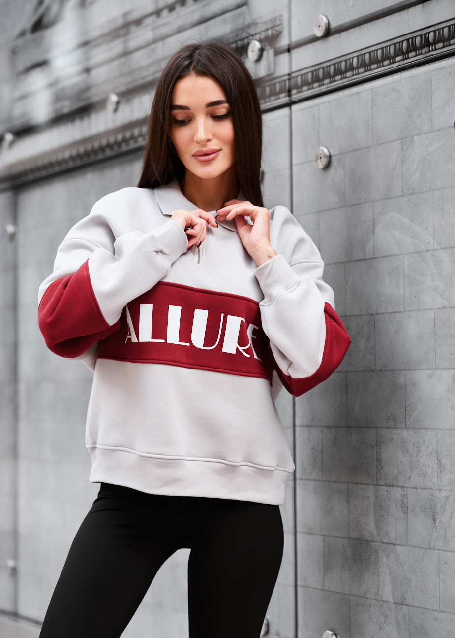 Olimpijka Staff mok light gray & bordo oversize fleece