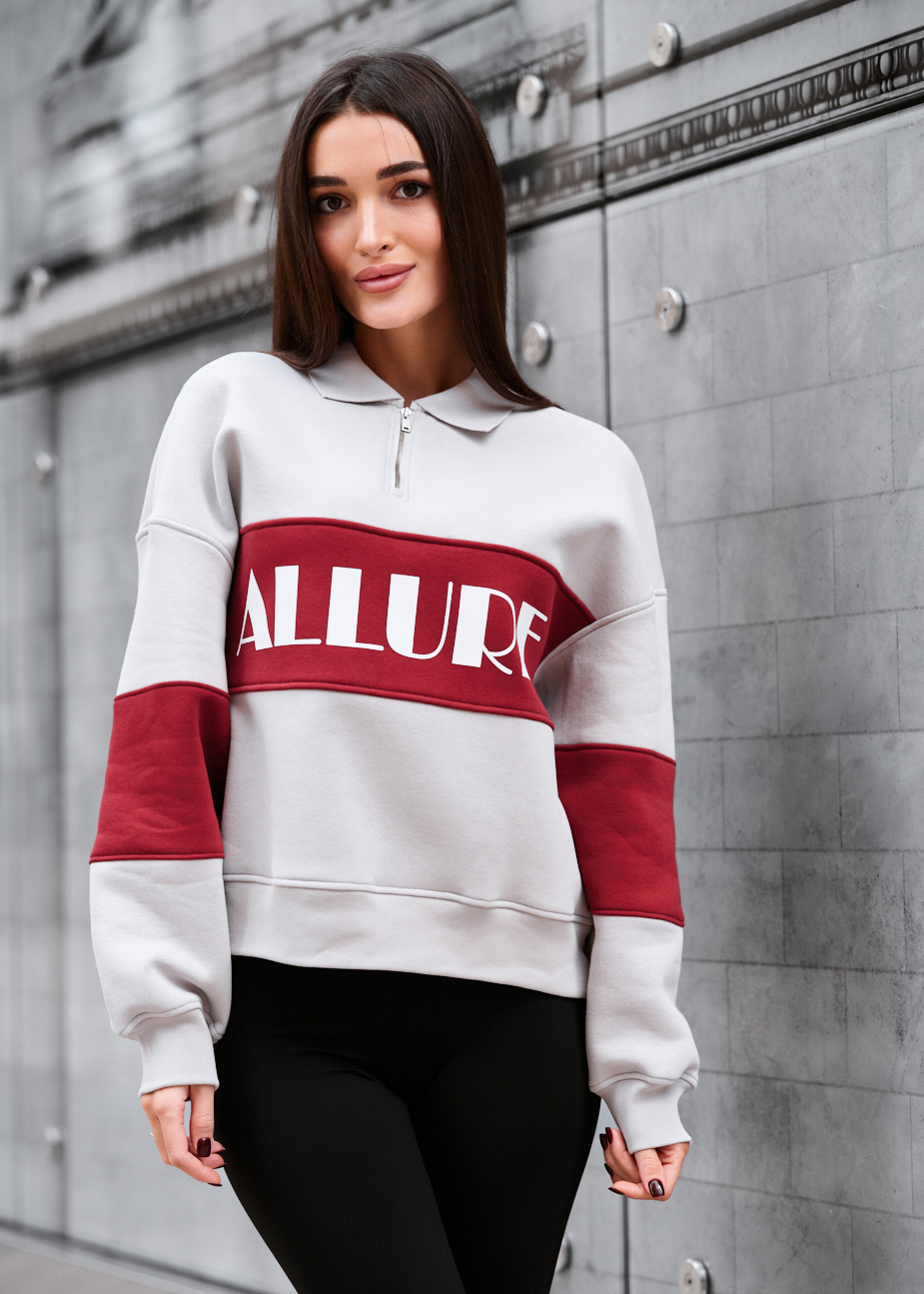 Olimpijka Staff mok light gray & bordo oversize fleece