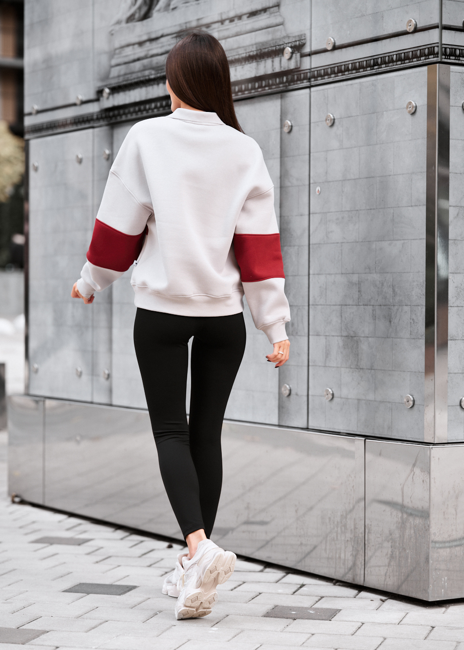 Olimpijka Staff mok light gray & bordo oversize fleece