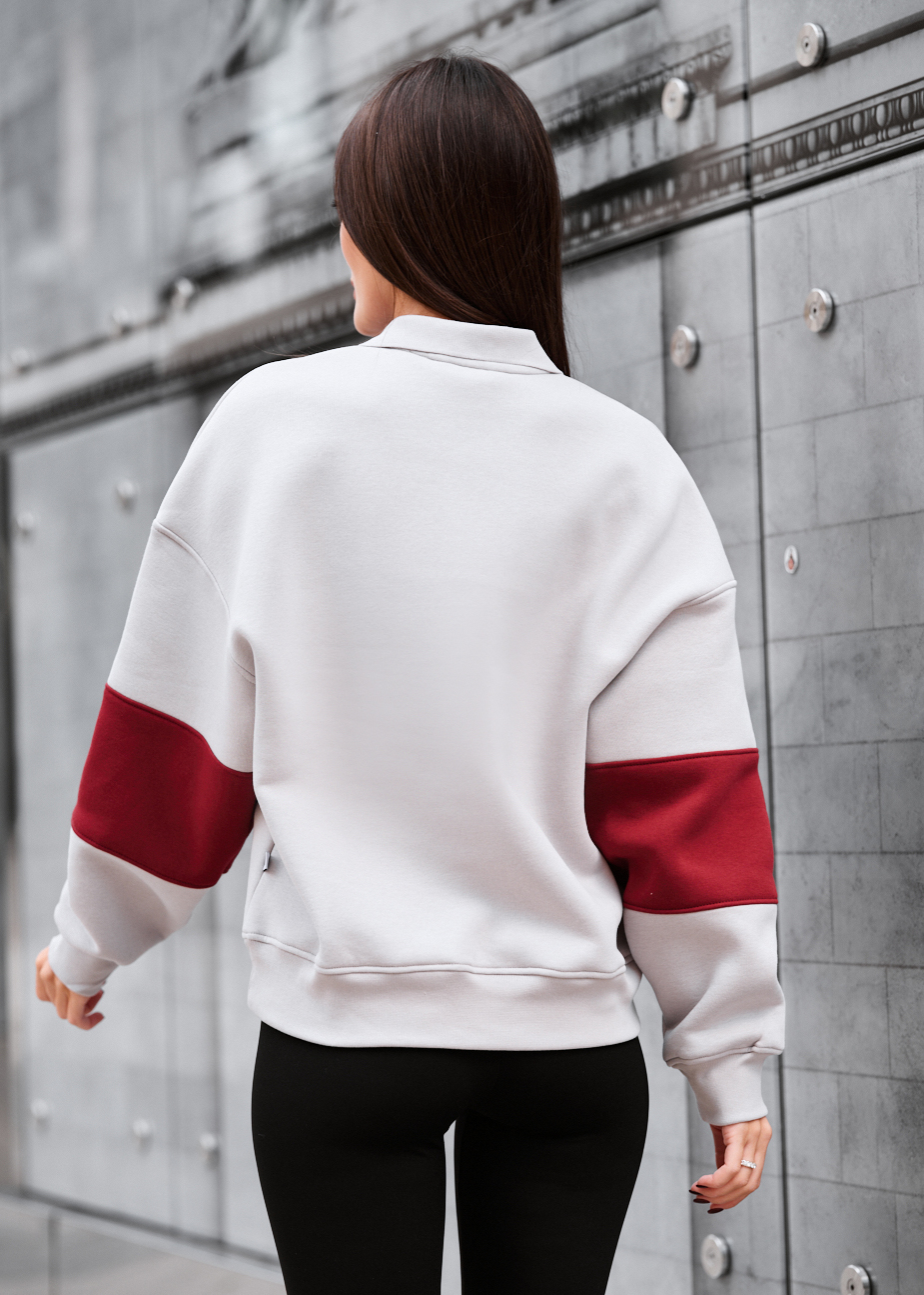 Olimpijka Staff mok light gray & bordo oversize fleece