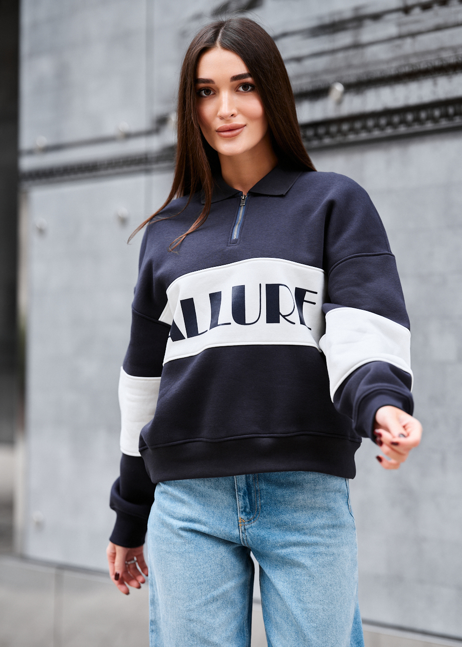 Olimpijka Staff mok navy & white oversize fleece