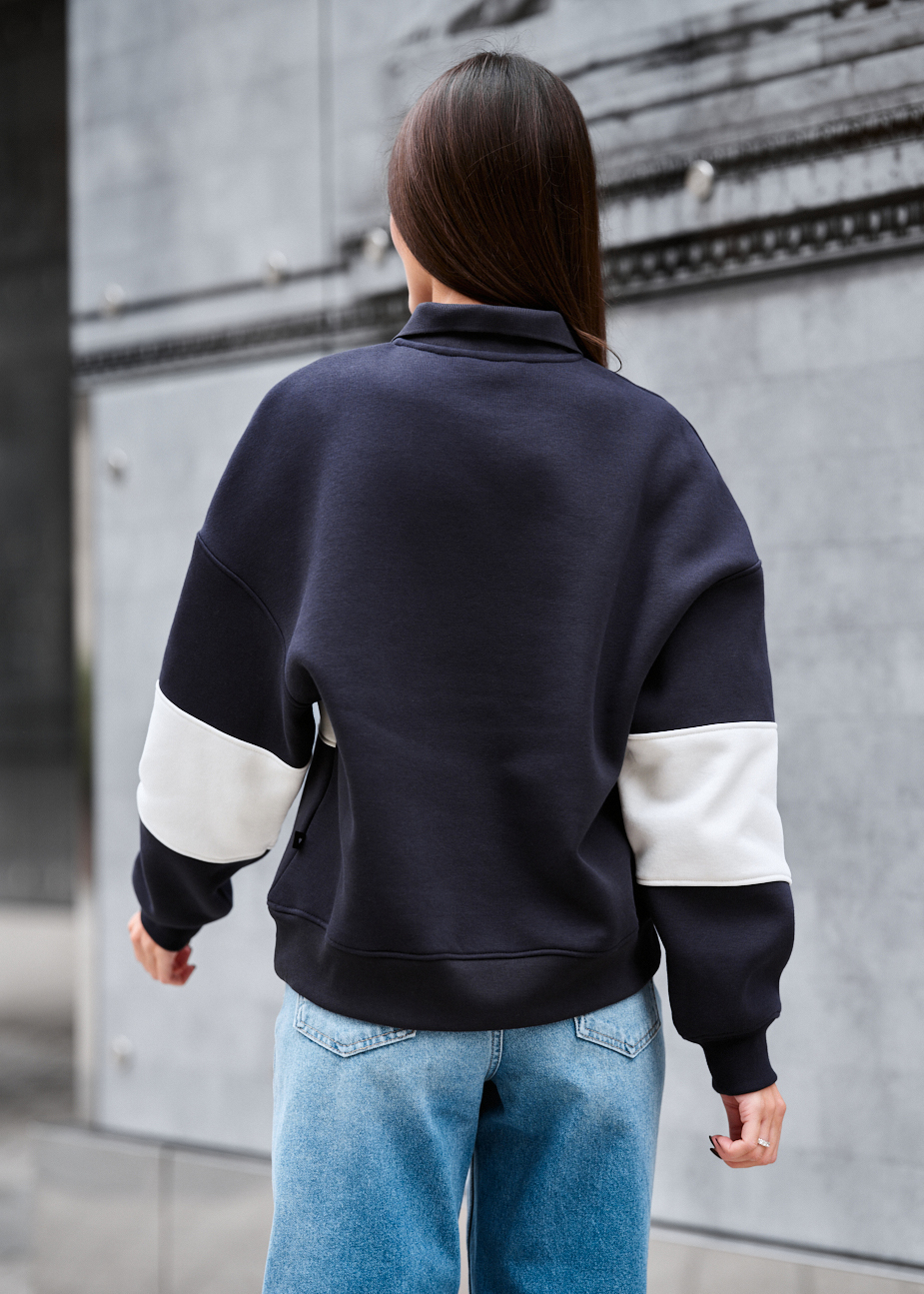 Olimpijka Staff mok navy & white oversize fleece