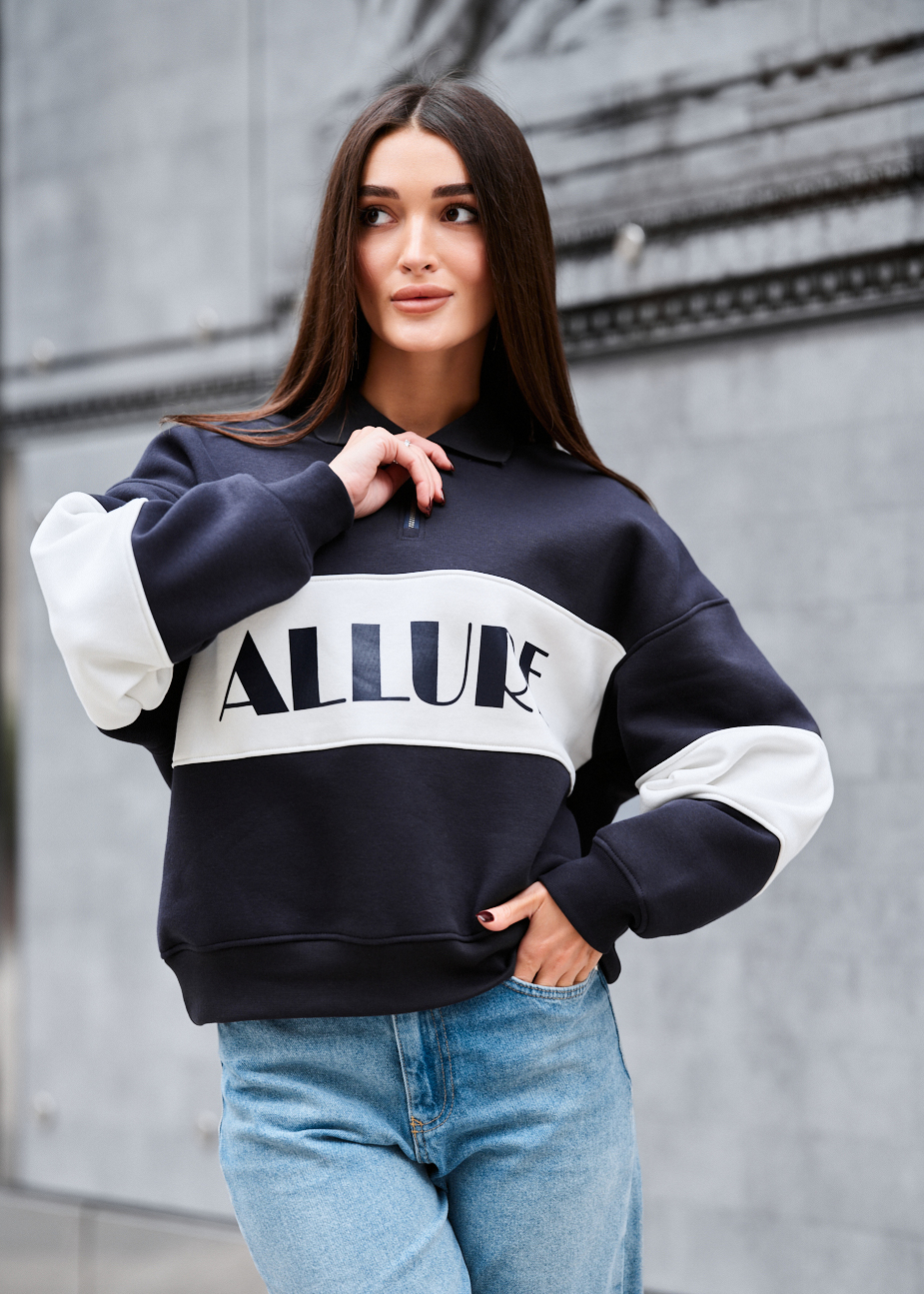 Olimpijka Staff mok navy & white oversize fleece