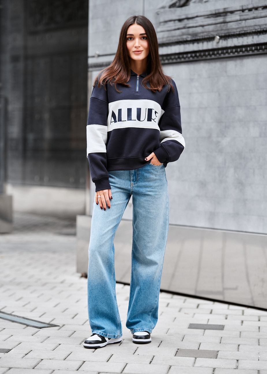 Olimpijka Staff mok navy & white oversize fleece