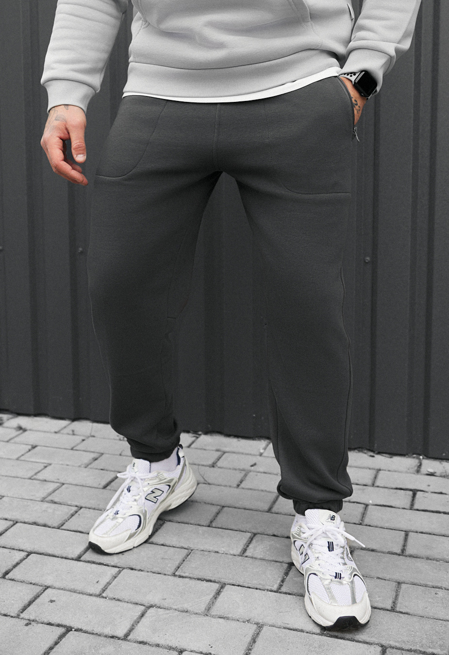 Spodnie dresowe Staff nib dark gray fleece