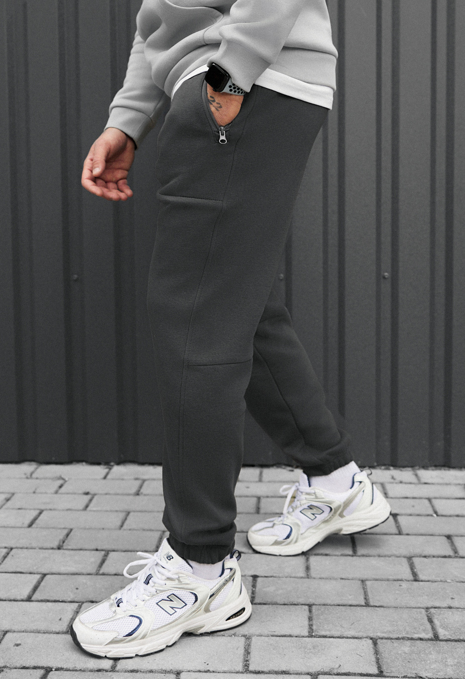 Spodnie dresowe Staff nib dark gray fleece