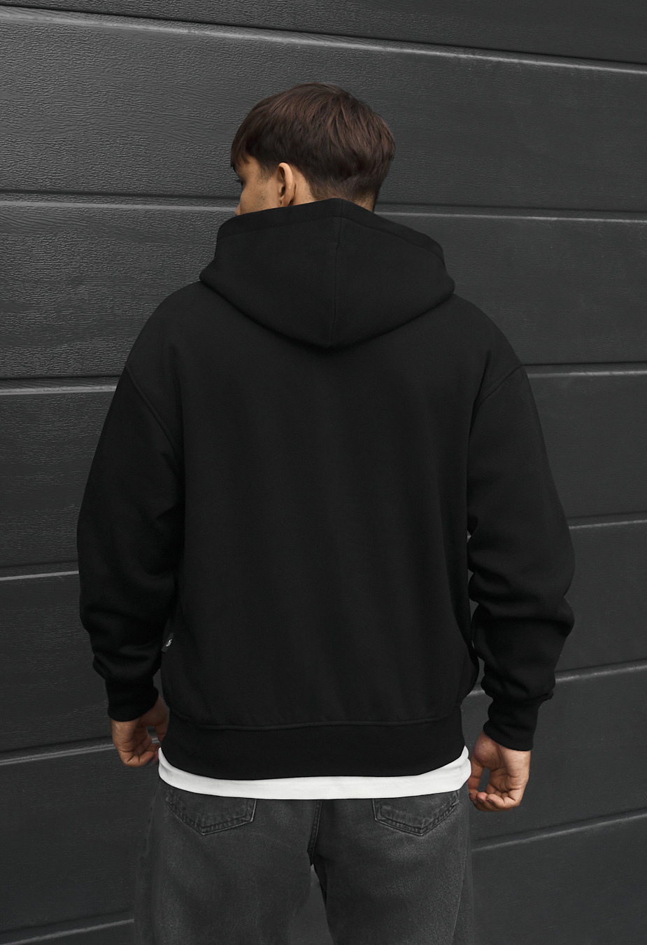 Bluza Staff lo zip black oversize fleece