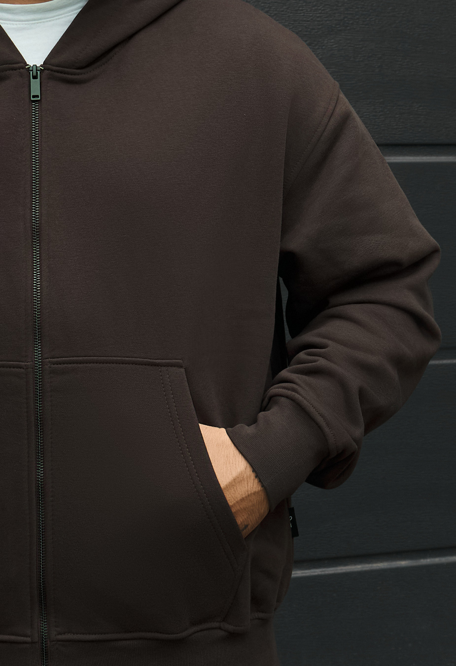Bluza Staff lo zip brown oversize fleece