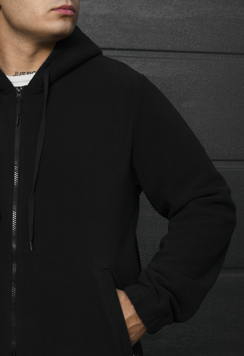 Bluza Staff zip black fleece