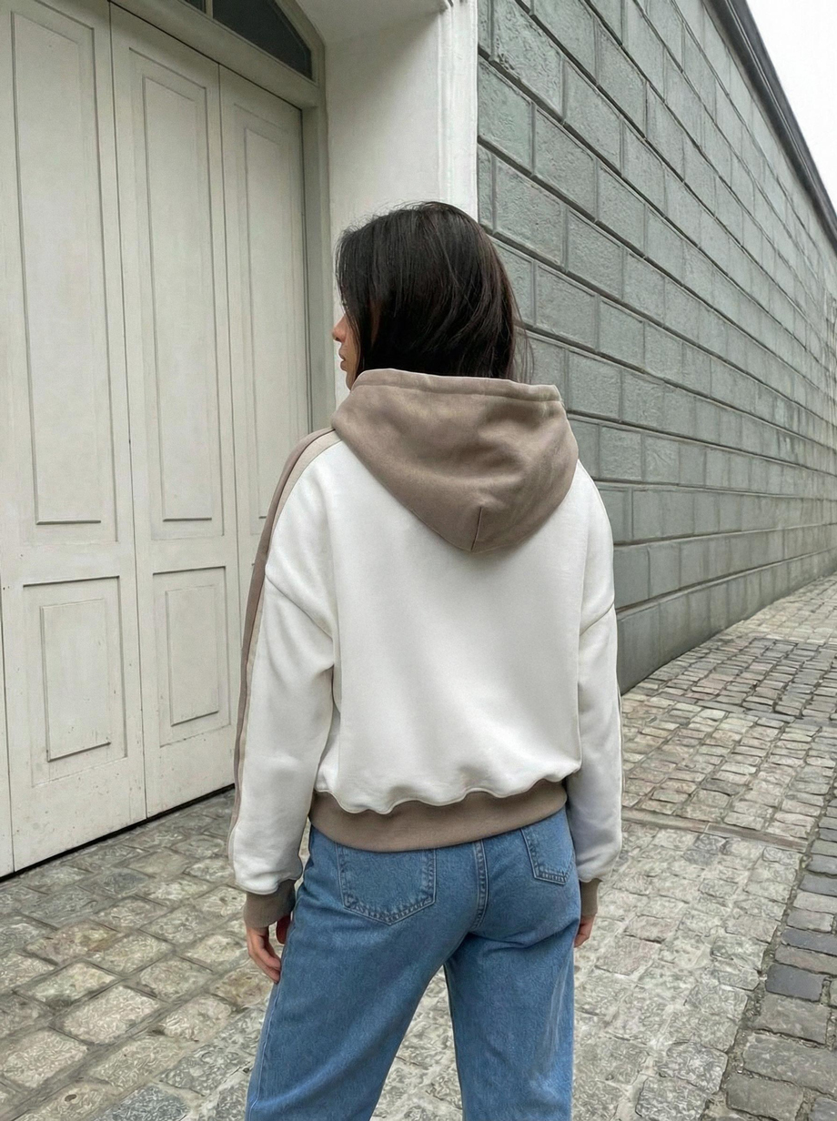 Bluza Staff twi white & light brown oversize