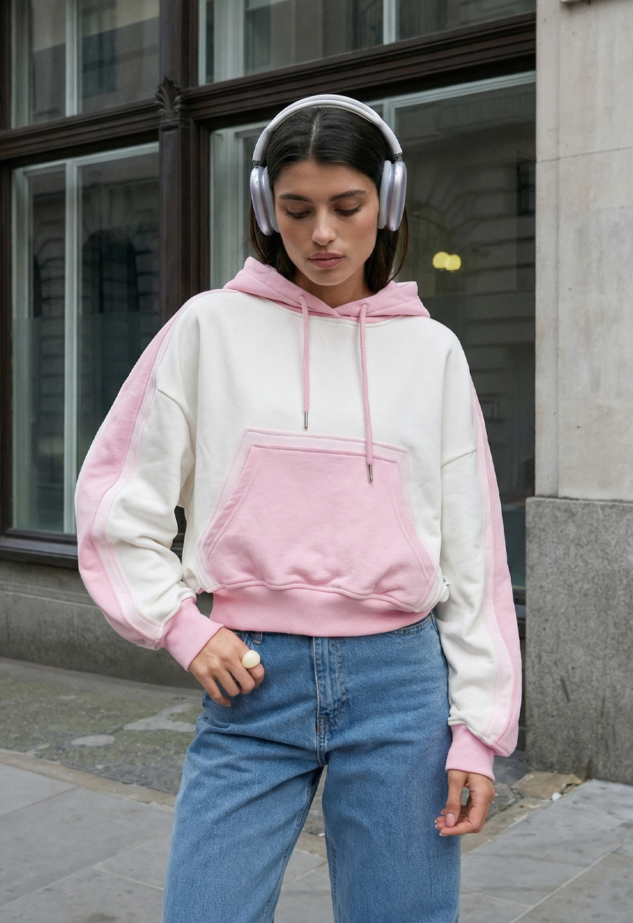 Bluza Staff twi white & pink oversize