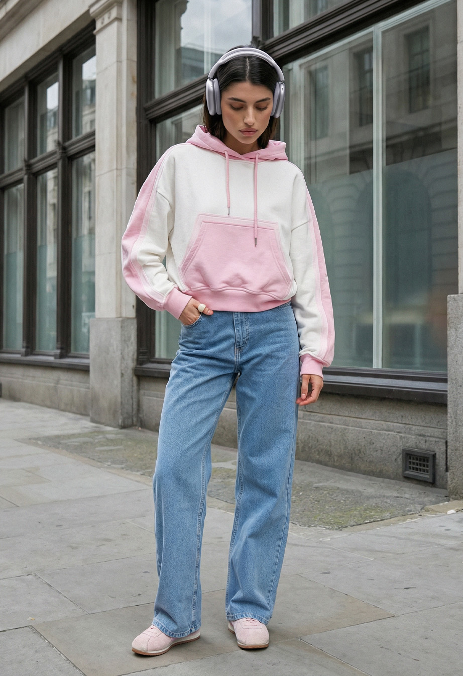 Bluza Staff twi white & pink oversize